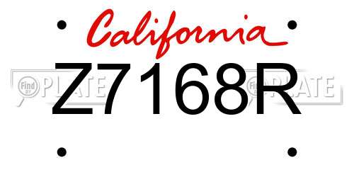Z7168R California License Plate