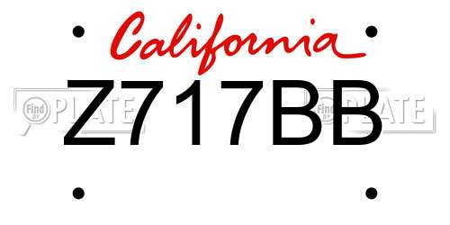 Z717BB California License Plate