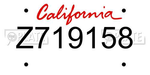 Z719158 California License Plate