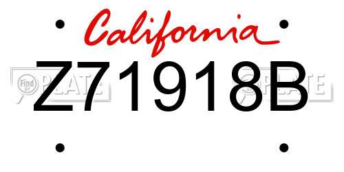 Z71918B California License Plate