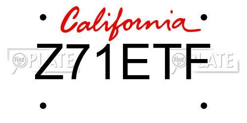Z71ETF California License Plate