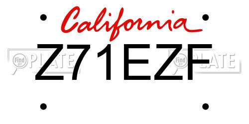 Z71EZF California License Plate