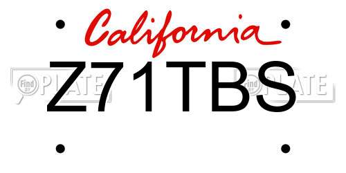 Z71TBS California License Plate