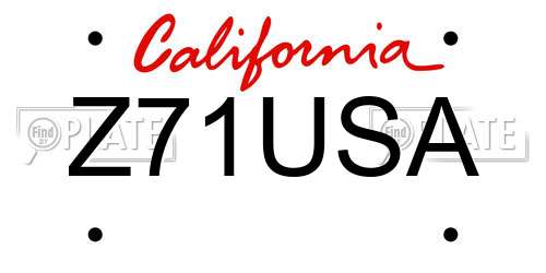 Z71USA California License Plate