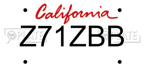 Z71ZBB California License Plate