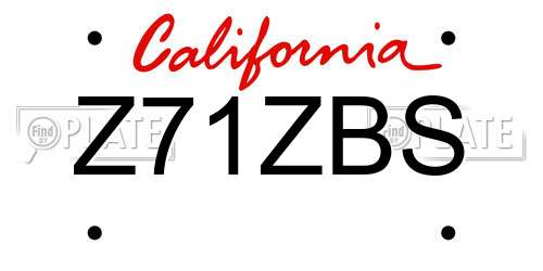 Z71ZBS California License Plate