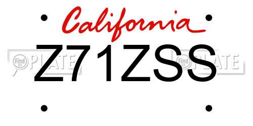 Z71ZSS California License Plate