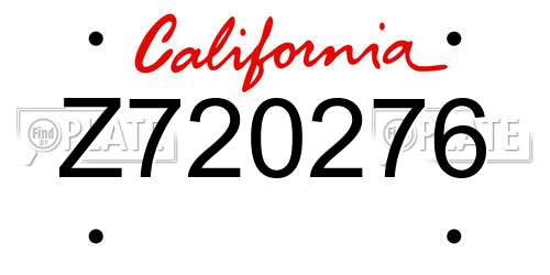 Z720276 California License Plate
