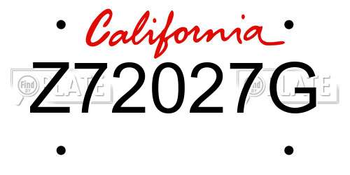 Z72027G California License Plate