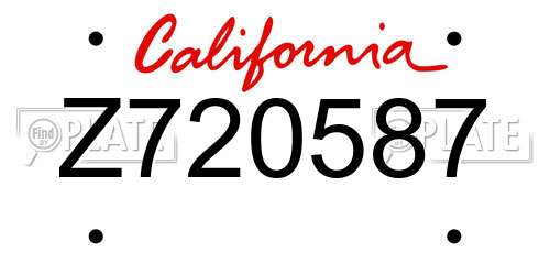 Z720587 California License Plate