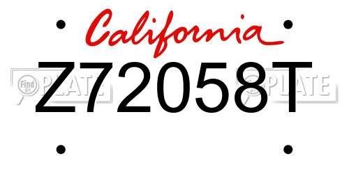 Z72058T California License Plate