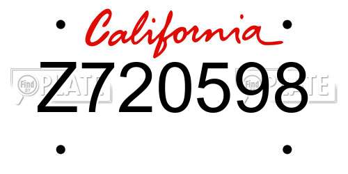 Z720598 California License Plate