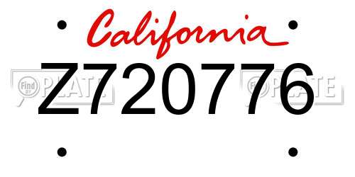 Z720776 California License Plate