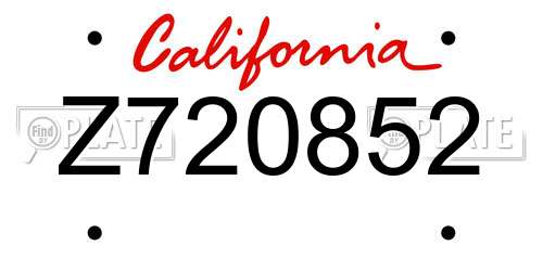 Z720852 California License Plate