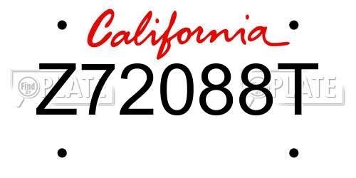 Z72088T California License Plate