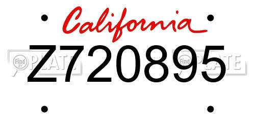 Z720895 California License Plate