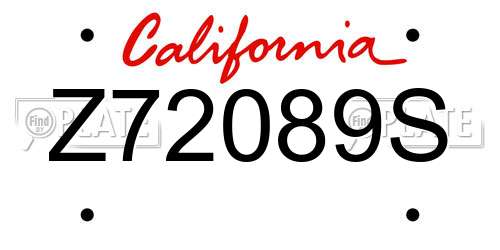 Z72089S California License Plate