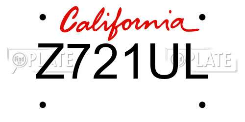 Z721UL California License Plate