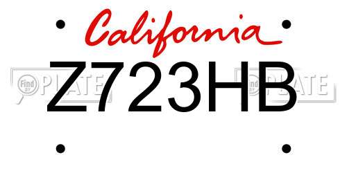 Z723HB California License Plate
