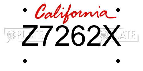 Z7262X California License Plate