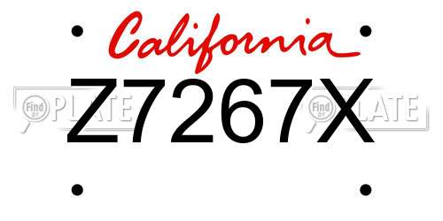 Z7267X California License Plate