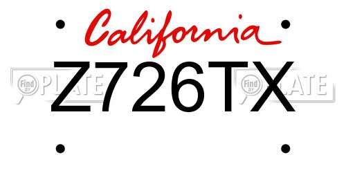 Z726TX California License Plate