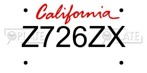 Z726ZX California License Plate