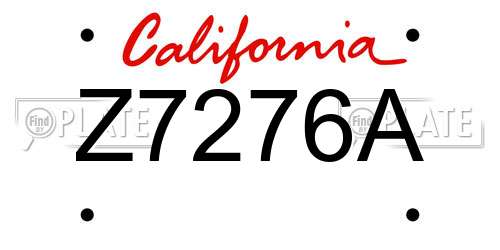 Z7276A California License Plate