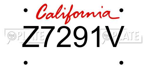 Z7291V California License Plate