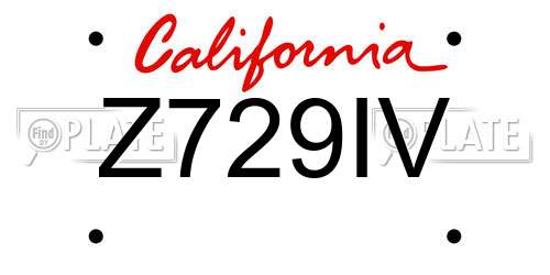 Z729IV California License Plate