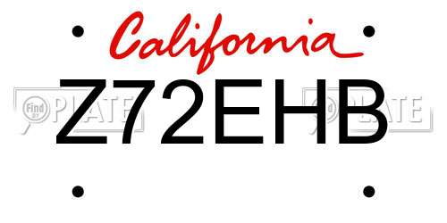 Z72EHB California License Plate