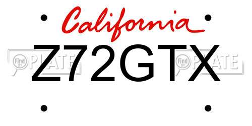 Z72GTX California License Plate