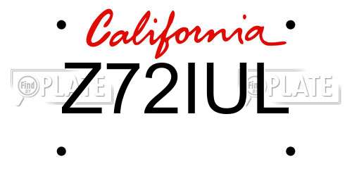 Z72IUL California License Plate