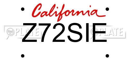 Z72SIE California License Plate