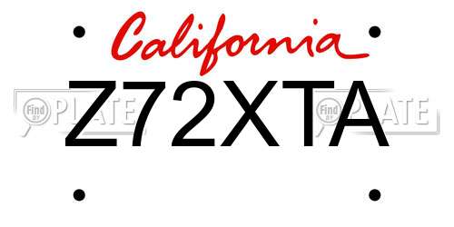 Z72XTA California License Plate