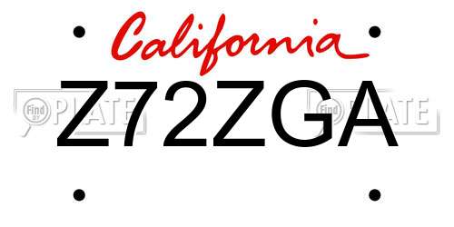 Z72ZGA California License Plate