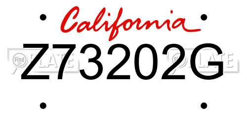 Z73202G California License Plate