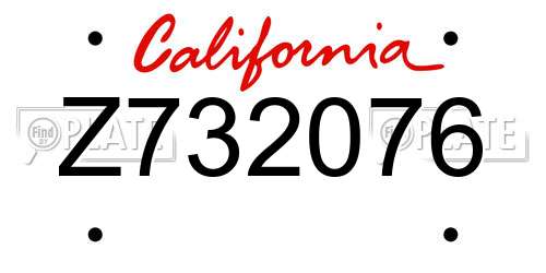 Z732076 California License Plate