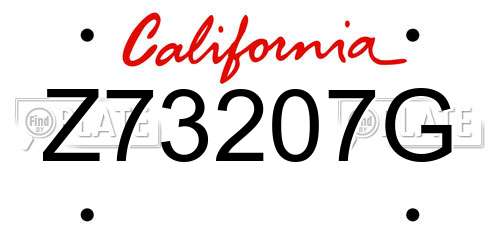 Z73207G California License Plate