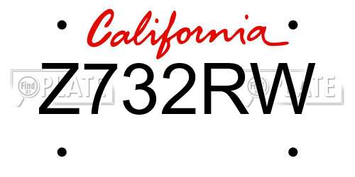 Z732RW California License Plate