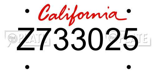 Z733025 California License Plate