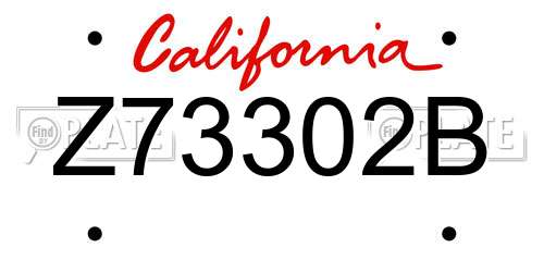 Z73302B California License Plate