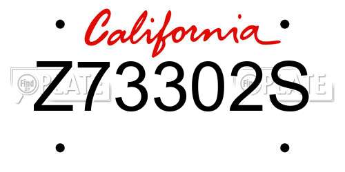 Z73302S California License Plate