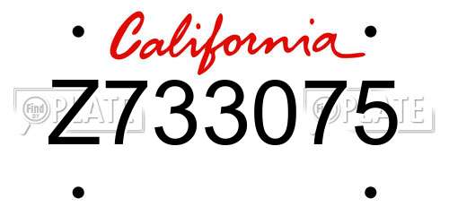 Z733075 California License Plate