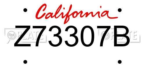 Z73307B California License Plate