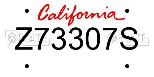 Z73307S California License Plate