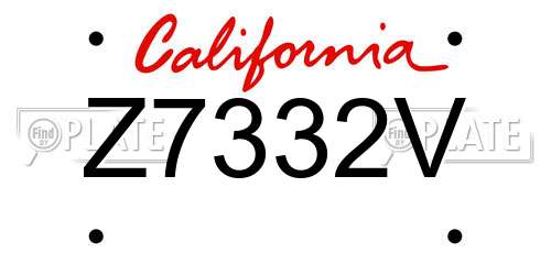 Z7332V California License Plate