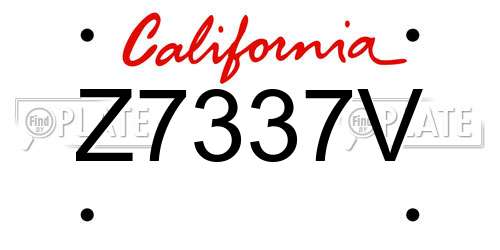 Z7337V California License Plate