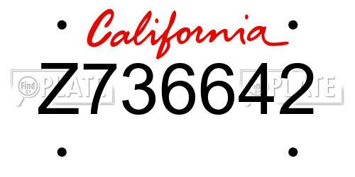 Z736642 California License Plate