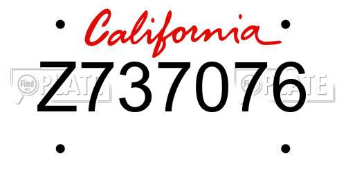 Z737076 California License Plate